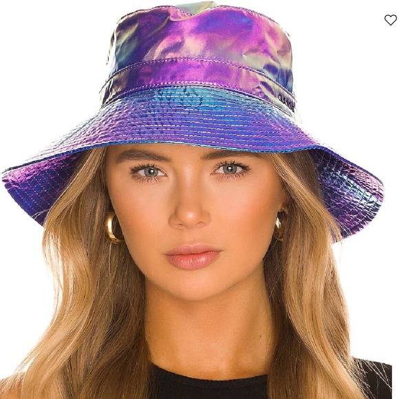GANNI Iridescent Quilted Recycled Tech Bucket Hat NWT - Picture 1 of 7